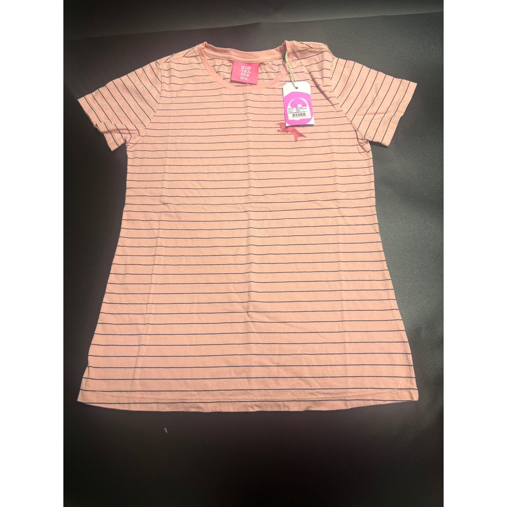 One Teaspoon NEW Pink Stripe‎ Embroidered Fitted T Shirt Womens Medium